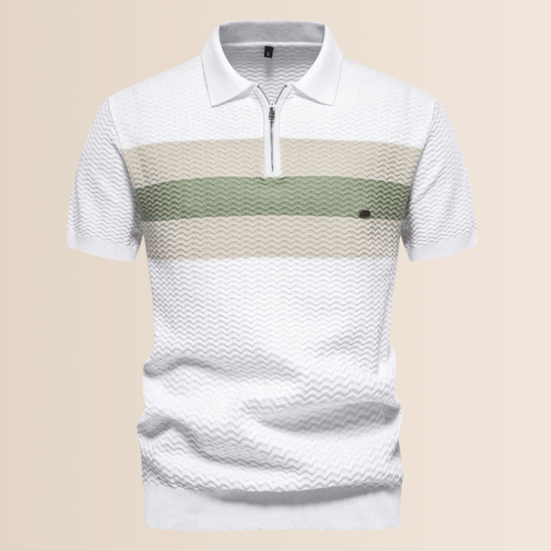 Randig stickad design polo skjorta för män