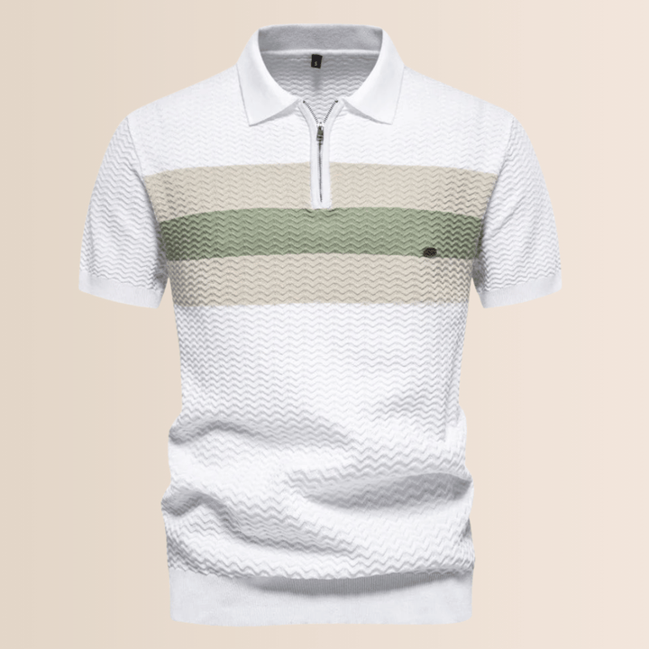 Randig stickad design polo skjorta för män